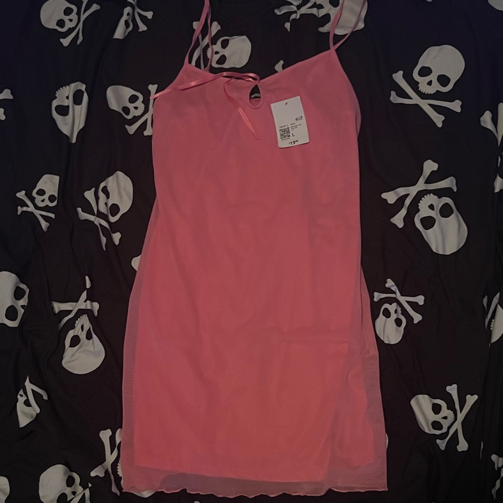 Pink Mesh Slip Dress